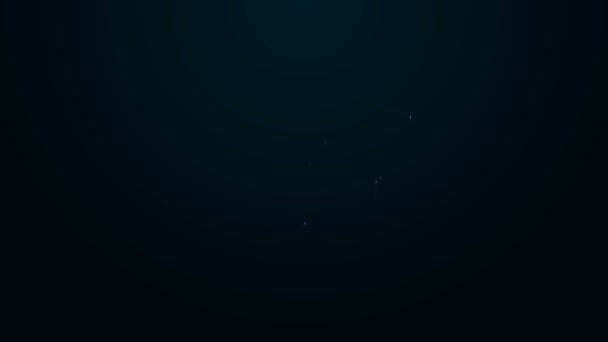 Glødende neonline Fiskekrog under vand med fiskeikon isoleret på sort baggrund. Fiskegrej. 4K Video bevægelse grafisk animation – Stock-video
