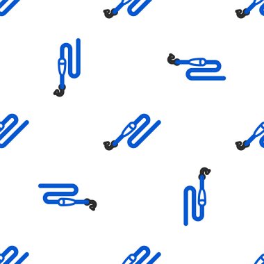 Kroşe ve yüzey ikonu ile olta ipi beyaz arka planda izole edilmiş kusursuz desen. Balık oltası. Renkli taslak konsepti. Vektör.