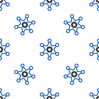 Hat Altıgen Şerif ikonu beyaz arka planda kusursuz desen tespit etti. Polis rozeti ikonu. Renkli taslak konsepti. Vektör.