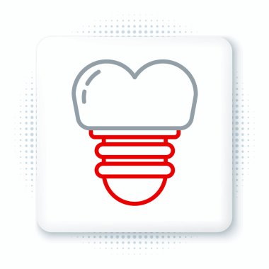 Beyaz arkaplanda çizgi implantı simgesi izole edildi. Renkli taslak konsepti. Vektör.