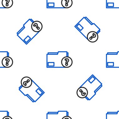 Bilinmeyen dosya dizini simgesi beyaz arkaplanda izole edilmiş. Soru işareti olan dosya. Raporu, servisi ve küresel arama işaretini beklet. Renkli taslak konsepti. Vektör.