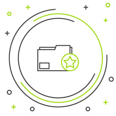 Beyaz arkaplanda izole edilmiş yıldız simgesine sahip satır belgesi dizini. En iyi belge, favori, derecelendirme sembolü. Renkli taslak konsepti. Vektör.