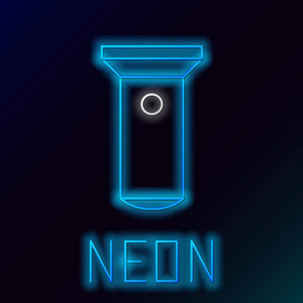 Glödande Neon Linje Flashlight Ikon Isolerad Svart Bakgrund Färgstarkt Skisskoncept — Stock vektor