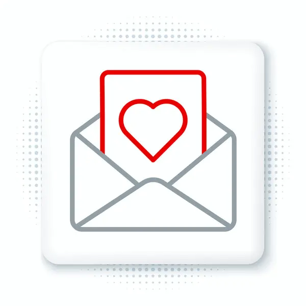 Envelope Linha Com Ícone Coração Valentine Isolado Fundo Branco Mensagem — Vetor de Stock