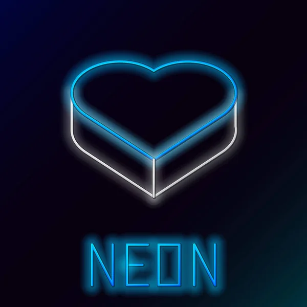 Parlayan Neon Çizgisi Kalp Şeklindeki Candy Yay Simgesi Siyah Arka — Stok Vektör