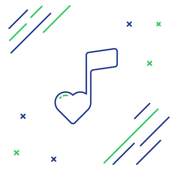 Line Music Note Ton Mit Herz Symbol Isoliert Auf Weißem — Stockvektor