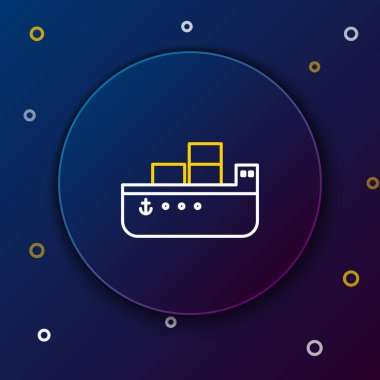 Hat petrol tankeri ikonu mavi arka planda izole edildi. Renkli taslak konsepti. Vektör.