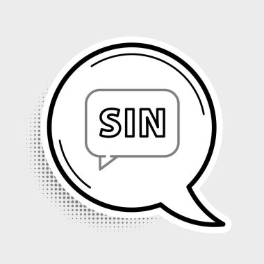 Çizgi Matematik fonksiyonu sinüs simgesi gri arkaplanda izole edilmiştir. Renkli taslak konsepti. Vektör.