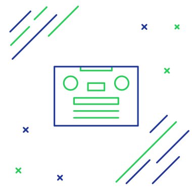 Hat Retro ses kaset simgesi beyaz arkaplanda izole edildi. Renkli taslak konsepti. Vektör.