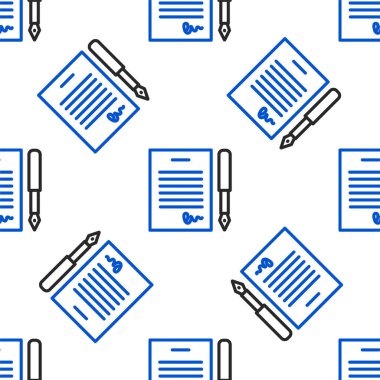 Evlilik sözleşmesi ikonu beyaz arka planda izole edilmiş kusursuz desen. Düğün sertifikası. Renkli taslak konsepti. Vektör.