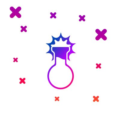 Renkli test tüpü ve beyaz arkaplanda izole edilmiş şişe simgesi. Kimyasal laboratuvar testi. Laboratuvar camları. Kademeli rastgele dinamik şekiller. Vektör.