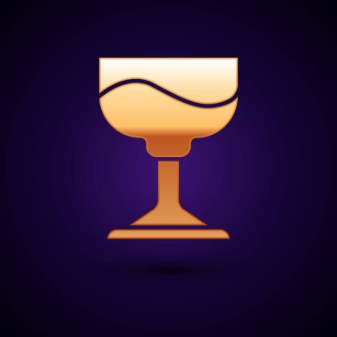 Siyah arkaplanda altın kokteyl ikonu izole edildi. Vektör.