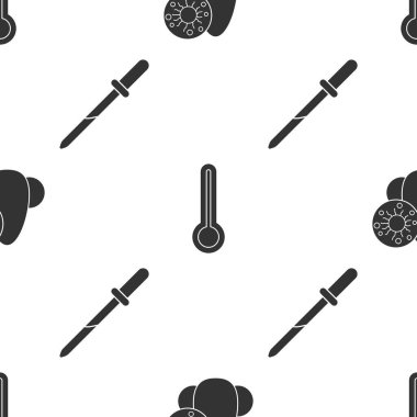 Akan burun ve virüsü, tıbbi termometreyi ve Pipette 'i sorunsuz bir şekilde ayarla. Vektör.