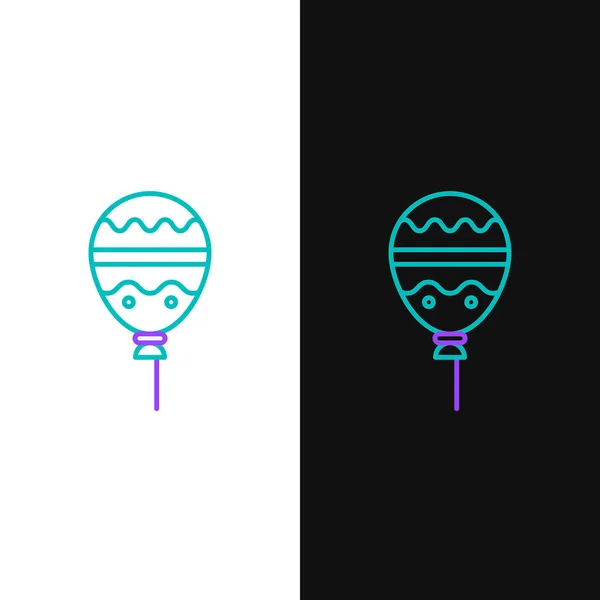 Línea Globos Con Icono Cinta Aislado Sobre Fondo Blanco Negro — Vector de stock