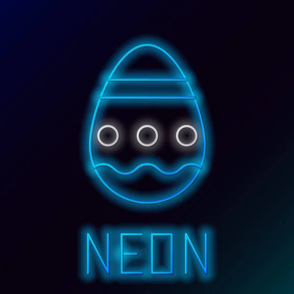 Zářící Neonová Čára Velikonoční Vejce Ikona Izolované Černém Pozadí Veselé — Stockový vektor