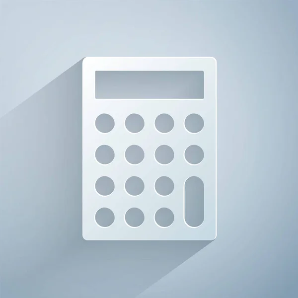 Icono Calculadora Corte Papel Aislado Sobre Fondo Gris Símbolo Contable — Vector de stock