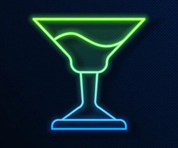 Gloeiende Neon Lijn Cocktail Icoon Geïsoleerd Blauwe Achtergrond Vector — Stockvector