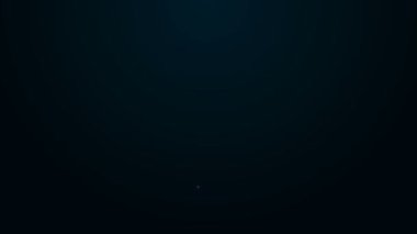Parlayan neon hattı şişe açacağı simgesi siyah arkaplanda izole edildi. 4K Video hareketli grafik canlandırması