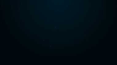 Parlayan neon çizgisi. Siyah zemin üzerinde el simgesi olan ampul izole edilmiş. Fikir kavramı. 4K Video hareketli grafik canlandırması