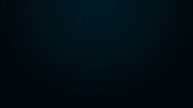 Siyah arka planda izole edilmiş çevre koruma ikonu elinde parlayan neon hattı filizi. Tohum ve tohum. Fidan dikiyorum. Ekoloji konsepti. 4K Video hareketli grafik canlandırması