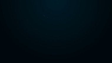 Parlayan neon hattı koni meteorolojisi rüzgar gülü ikonu siyah arka planda izole edildi. Rüzgâr Sock rüzgarın yönünü ve gücünü gösteriyor. 4K Video hareketli grafik canlandırması