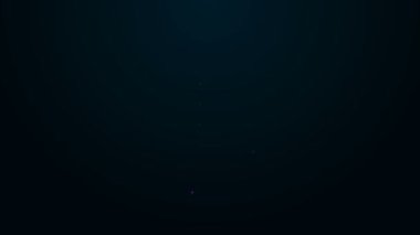 Parlayan neon çizgisi termometre simgesi siyah arkaplanda izole edildi. 4K Video hareketli grafik canlandırması