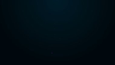 Parlayan neon çizgisi termometre simgesi siyah arkaplanda izole edildi. 4K Video hareketli grafik canlandırması