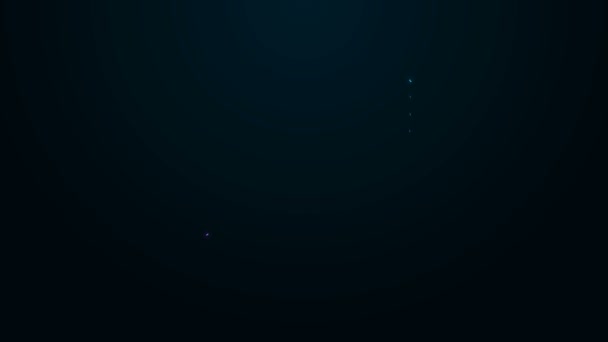Luminosa línea de neón Arco iris con nubes icono aislado sobre fondo negro. Animación gráfica de vídeo 4K — Vídeos de Stock