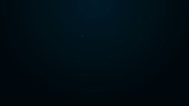 Siyah arka planda izole edilmiş kenar mahalle ikonu olan parlak neon çizgili Ortodoks Yahudi şapkası. Geleneksel giyinmiş Yahudi erkekler. Yahudilik sembolleri. 4K Video hareketli grafik canlandırması