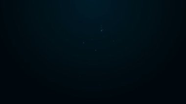 Parlayan neon hattı zeytin dalı simgesi siyah arkaplanda izole edildi. 4K Video hareketli grafik canlandırması