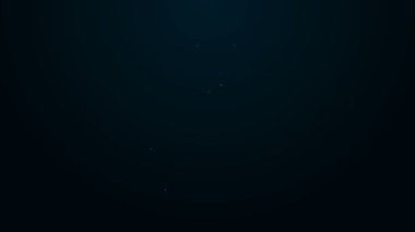 Parlayan neon hattı Tram ve demiryolu ikonu siyah arka planda izole edildi. Toplu taşıma sembolü. 4K Video hareketli grafik canlandırması