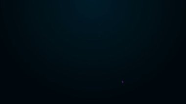 Parlayan neon hattı balıkçı teknesi simgesi siyah arka planda izole edildi. 4K Video hareketli grafik canlandırması