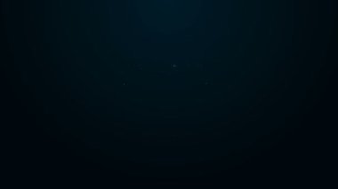 Parlayan neon çizgisi Eski antika uçak simgesi siyah arkaplanda izole edildi. Uçan uçak ikonu. Uçak tabelası. 4K Video hareketli grafik canlandırması