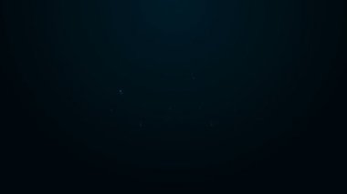 Parlayan neon hattı kargo kamyonu ikonu siyah arka planda izole edildi. 4K Video hareketli grafik canlandırması