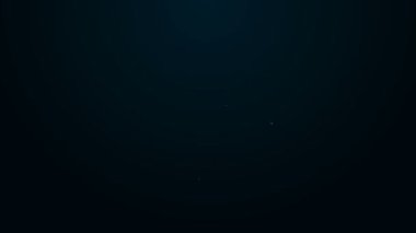 Parlayan neon çizgisi düzlem simgesi siyah arkaplanda izole edildi. Uçan uçak ikonu. Uçak tabelası. 4K Video hareketli grafik canlandırması