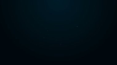 Parlak neon hattı insan eli zar atma simgesi siyah arka planda izole. 4K Video hareketli grafik canlandırması