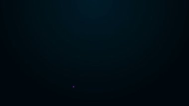 Parlayan neon hattı. Siyah arka planda izole edilmiş viski ve buz küpleri simgesi. 4K Video hareketli grafik canlandırması