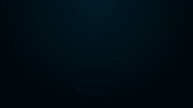 Parlayan neon hattı, siyah arkaplanda izole edilmiş kulüp sembollü kart oyunu. Kumarhane kumarı. 4K Video hareketli grafik canlandırması