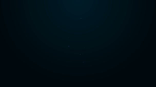 Светящаяся неоновая линия икона Хануки Дрейделя выделена на черном фоне. Видеографическая анимация 4K — стоковое видео
