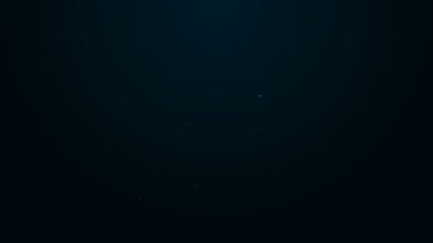 Leuchtende Leuchtschrift Raketenschiff mit Feuer-Symbol isoliert auf schwarzem Hintergrund. Raumfahrt. 4K Video Motion Grafik Animation — Stockvideo