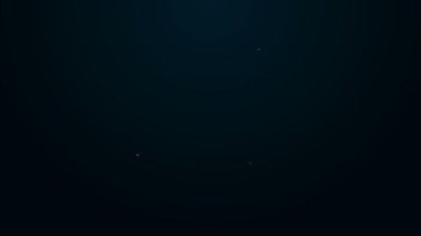 Parlayan neon çizgi oyun zar simgesi siyah arkaplanda izole edildi. Kumarhane kumarı. 4K Video hareketli grafik canlandırması
