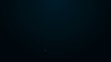 Parlayan neon çizgisi okul sırt çantası simgesi siyah arkaplanda izole edildi. 4K Video hareketli grafik canlandırması