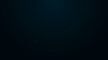 Parlayan neon hattı mikrodalga fırın ikonu siyah arkaplanda izole edildi. Ev aletleri simgesi. 4K Video hareketli grafik canlandırması