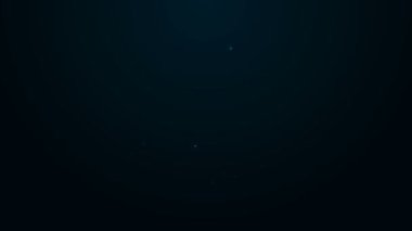 Parlayan neon hattı elektrik süpürgesi ikonu siyah arkaplanda izole edildi. 4K Video hareketli grafik canlandırması