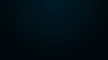 Parlayan neon hattı siyah zemin üzerinde izole edilmiş elektrikli ütü ve havlu ikonu. Buhar ütüsü. 4K Video hareketli grafik canlandırması