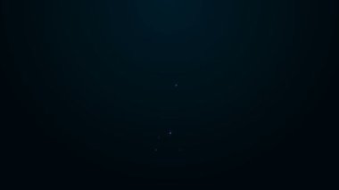 Parlayan neon çizgisi lastik eldiven ikonu siyah arka planda izole edildi. Lateks el koruması işareti. Ev işi temizlik ekipmanları sembolü. 4K Video hareketli grafik canlandırması