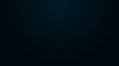 Parlayan neon hattı Et Helikopteri simgesi siyah arkaplanda izole edildi. Et için mutfak bıçağı. Kasap bıçağı. Mutlu Cadılar Bayramı Partisi. 4K Video hareketli grafik canlandırması