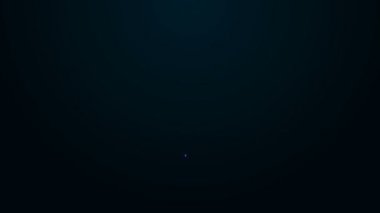 Parlayan neon hattı Festive maske simgesi siyah arkaplanda izole edildi. 4K Video hareketli grafik canlandırması