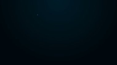 Parlayan neon çizgisi komedi teatral maske simgesi siyah arkaplanda izole edildi. 4K Video hareketli grafik canlandırması