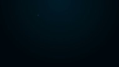 Parlayan neon çizgisi dramatik maske ikonu siyah arkaplanda izole edildi. 4K Video hareketli grafik canlandırması